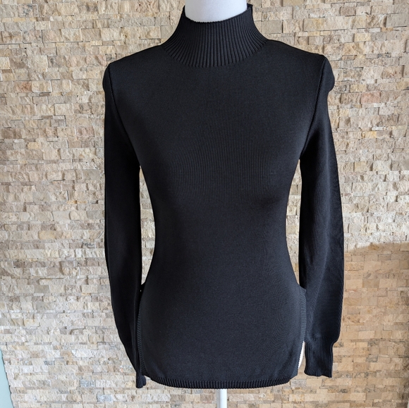 Black Ribbed Knit Backless Alt Fashion Long Sleeve Edgy Goth Sweater Top Size S - Picture 3 of 12